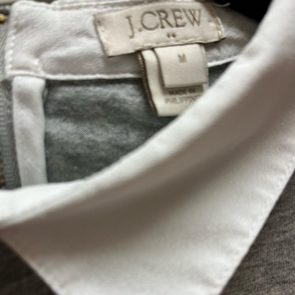 J. Crew gray dressy long sleeve t shit with white collar - Picture 6 of 6